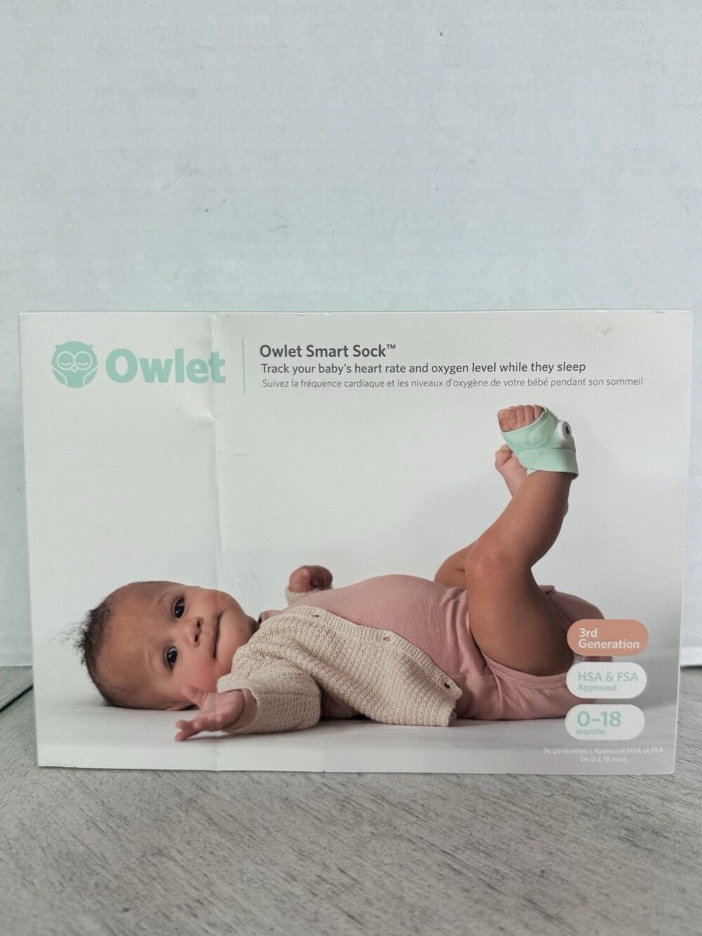 Owlet Smart Sock 3rd Generation Baby 0-18 Heart Rate Oxygen Level Tracker Tested